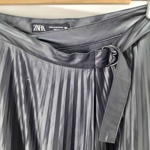 ザラ ZARA フェイクレザープリーツスカート レディース JPN:M