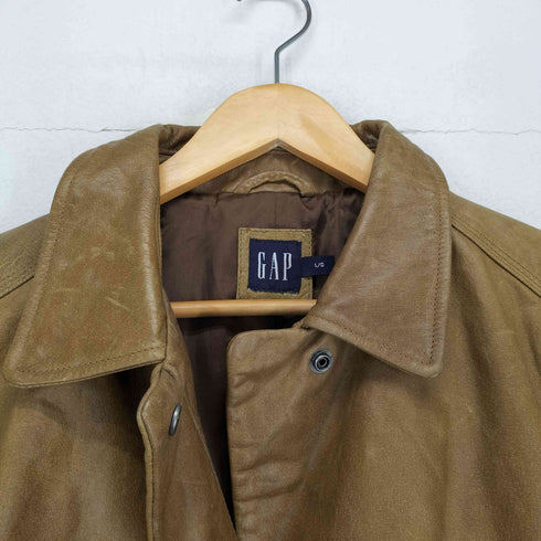 ギャップ Gap 00s OLD スナップボタンレザー比翼コート レディース L