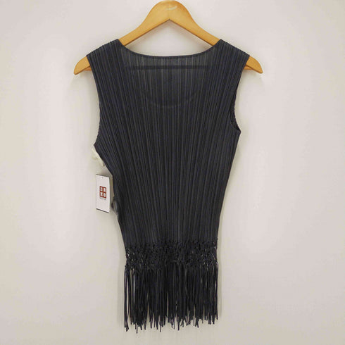 プリーツプリーズイッセイミヤケ PLEATS PLEASE ISSEY MIYAKE 裾フリンジ プリーツ ノースリーブ カットソー レディース JPN:3