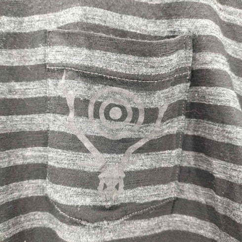 GOOD&WOOLEN ボーダー柄 ウール クルーネック ロングTシャツ メンズ JPN:S