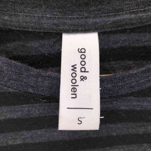 GOOD&WOOLEN ボーダー柄 ウール クルーネック ロングTシャツ メンズ JPN:S