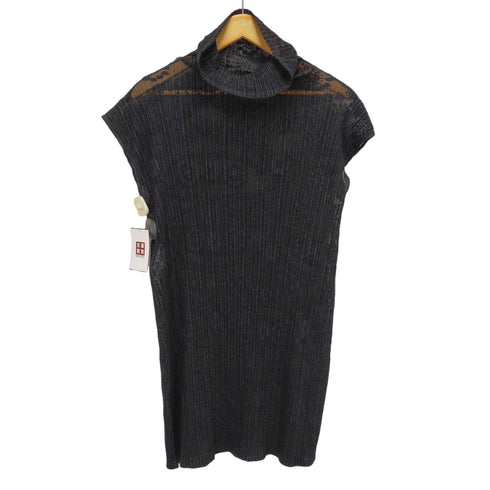 プリーツプリーズイッセイミヤケ PLEATS PLEASE ISSEY MIYAKE 12AW 花柄 レース ハイネック ノースリーブ チュニック ワンピース レディース JPN:3