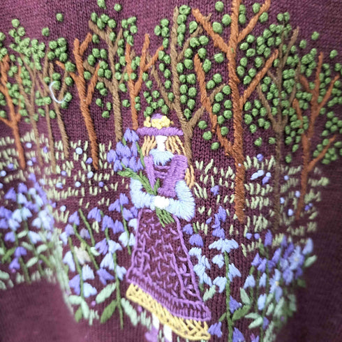 バラ色の暮らし フラワー刺繍ニット レディース