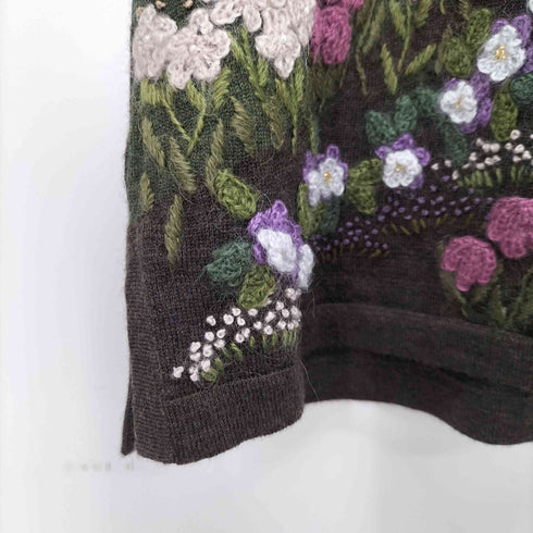 バラ色の暮らし フラワー刺繍カーディガン レディース