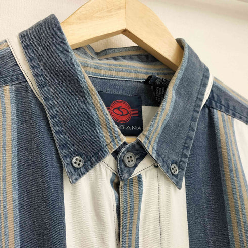 SANTANA 90-00s マルチストライプ ボタンダウン 長袖シャツ メンズ XLT