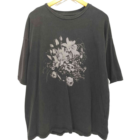 welise モードフラワーグラフィックプリント ヴィンテージスノー加工 オーバーサイズ半袖Tシャツ メンズ JPN:L