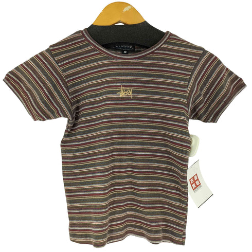 ステューシー Stussy 90S 紺タグ ロゴ刺繍 S/S ボーダー Tシャツ レディース JPN:S