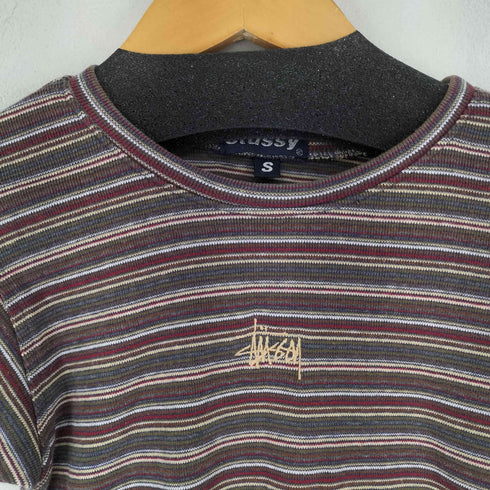 ステューシー Stussy 90S 紺タグ ロゴ刺繍 S/S ボーダー Tシャツ レディース JPN:S