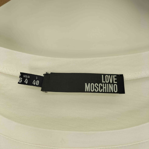 ラブモスキーノ LOVE MOSCHINO ハート エンボス刺繍 フレンチスリーブ ワンピース レディース EUR:40