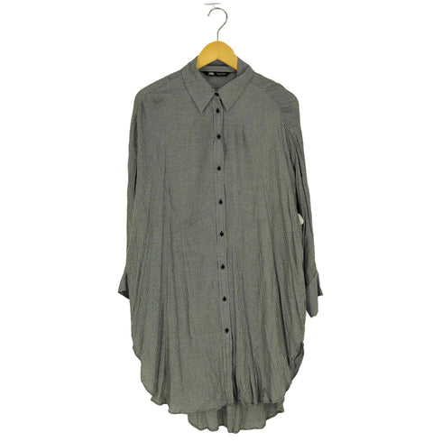 ザラ ZARA ハウンドトゥース シャツワンピース レディース import:S