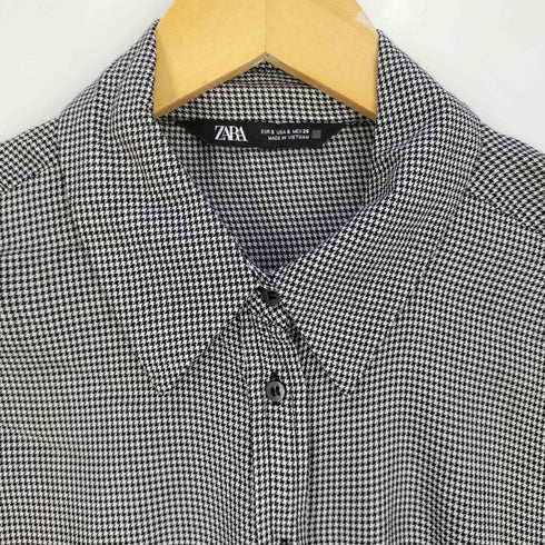 ザラ ZARA ハウンドトゥース シャツワンピース レディース import:S