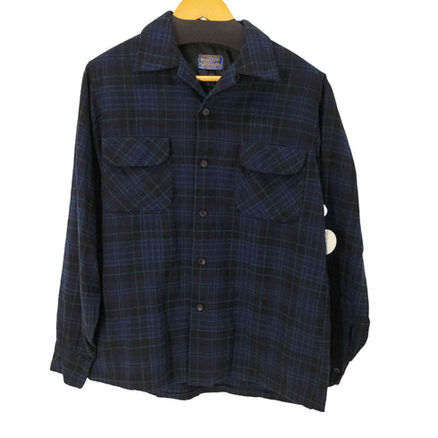 ペンドルトン PENDLETON 50-60S L/S ウールオープンカラーチェックシャツ ボードシャツ メンズ import:M