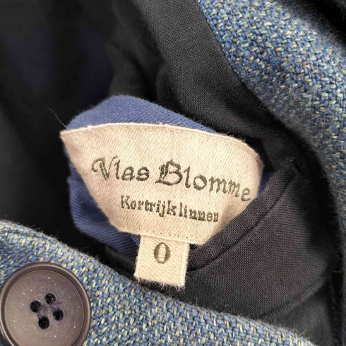 Vlas Blomme インディゴテーラードジャケット コルトレイクリネン レディース US:0-2