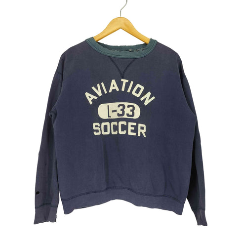 50s~ 貼り付け前V AVIATION L-33 SOCCER カプセル4桁三段ラバープリントスウェット リブ メンズ
