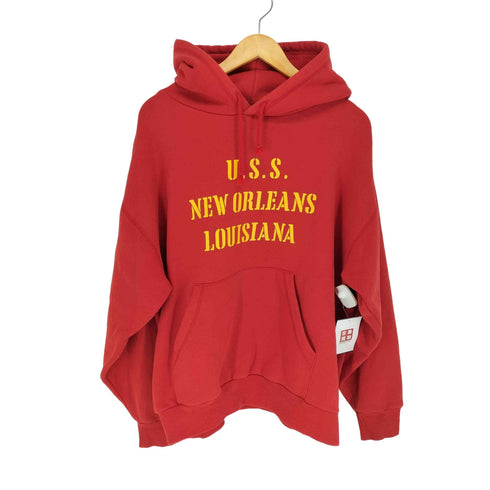 U.S.S. NEW ORLEANS LOUISIANA 三段プリント プルオーバーパーカー メンズ