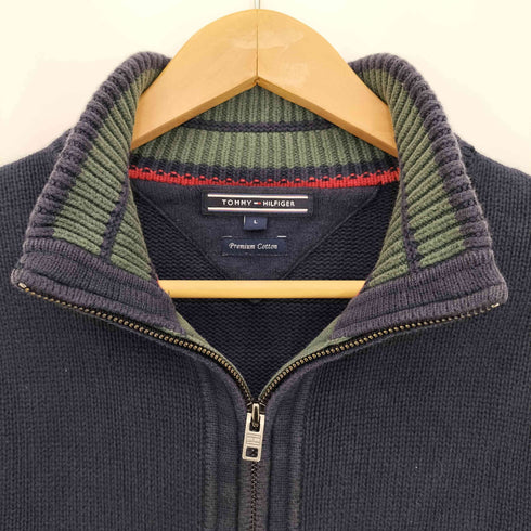 トミーヒルフィガー TOMMY HILFIGER Premium Cotton ワンポイント ドライバーズニット メンズ JPN:L