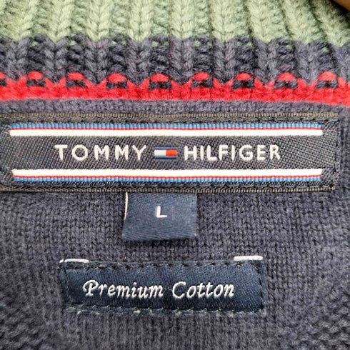 トミーヒルフィガー TOMMY HILFIGER Premium Cotton ワンポイント ドライバーズニット メンズ JPN:L