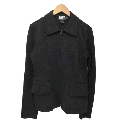 ダナキャランニューヨーク DKNY 90s archive Aライン ダブルジップ ウールジャケット レディース import:S