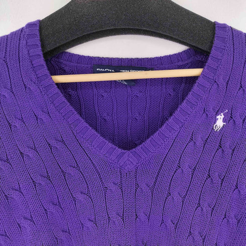 ラルフローレンスポーツ RALPH LAUREN SPORT Vネック コットン ケーブル 長袖 ニット レディース import:M