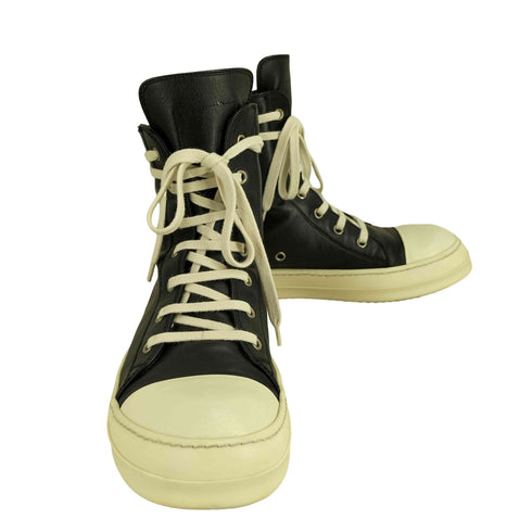 リックオウエンス RICK OWENS 17ss Ramones High 'Black Leather' メンズ 41