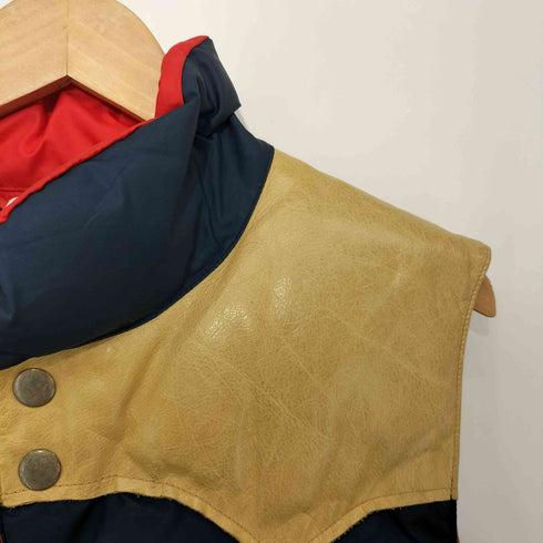 ラグビーラルフローレン Rugby Ralph Lauren 00S ナイロン レザー切替 ダウンベスト メンズ import:S