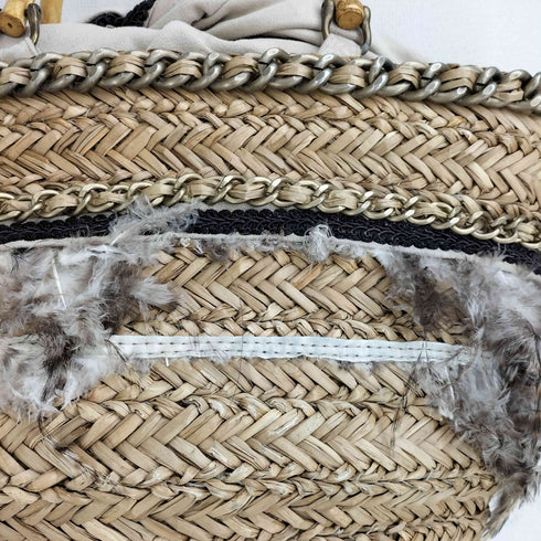 KITSON フェザー 羽飾り付き かごバッグ レディース