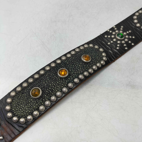 エイチティーシー HTC Overlay Peanut Belt スタッズ フラワー レザー オーバーレイ ピーナッツ ベルト メンズ 34