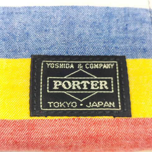 ポーター PORTER ESSENTIAL DESIGN エッセンシャル ファブリック カラフル ボーダー ラウンドジップ ロング ウォレット 長財布 メンズ