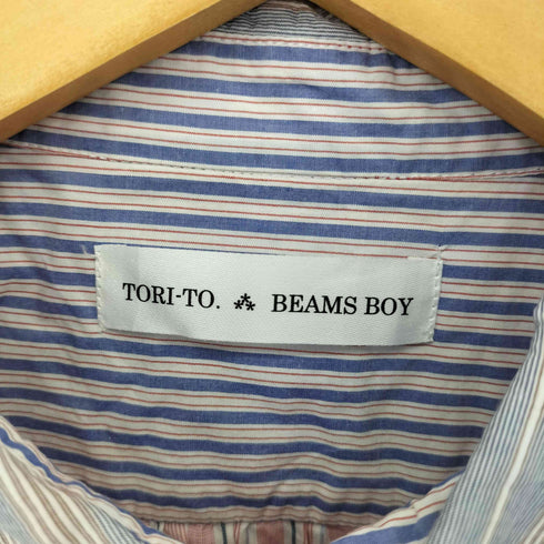 ビームスボーイ BEAMS BOY 別注 クレイジーパターンストライプパッチワーク L/S ワンピース レディース 36