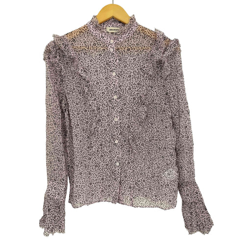 ザディグエヴォルテール ZADIG&VOLTAIRE Sheer Tweet Goa Shirt 総柄 フリル シアーブラウス レディース JPN:S