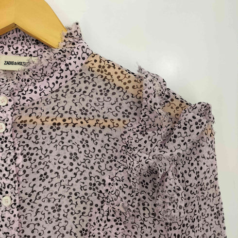 ザディグエヴォルテール ZADIG&VOLTAIRE Sheer Tweet Goa Shirt 総柄 フリル シアーブラウス レディース JPN:S