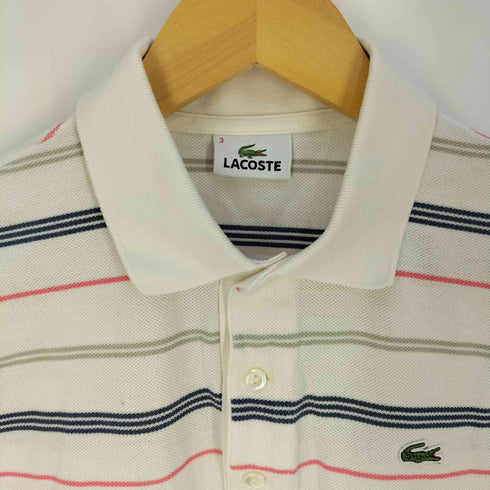 ラコステ LACOSTE ロゴワッペン ボーダー 鹿の子 ポロシャツ メンズ 3