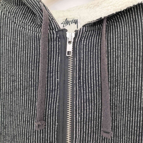 ステューシーウィメン Stussy Women ストライプ 裏ボア ジップアップ パーカー レディース import:S