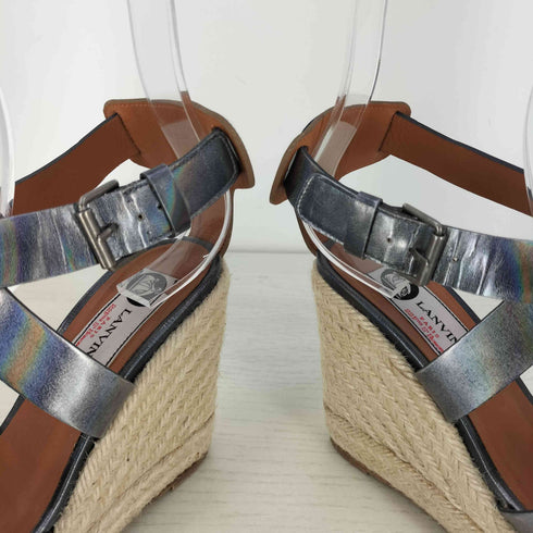 ランバン LANVIN ウェッジソール メタリックストラップ サンダル レディース 36