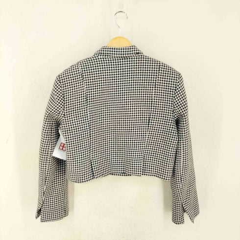 ザラ ZARA ダブルブレストブレザー クロップドハウンドトゥース ボクシーフィット ブロガー フェイブ レディース import:M