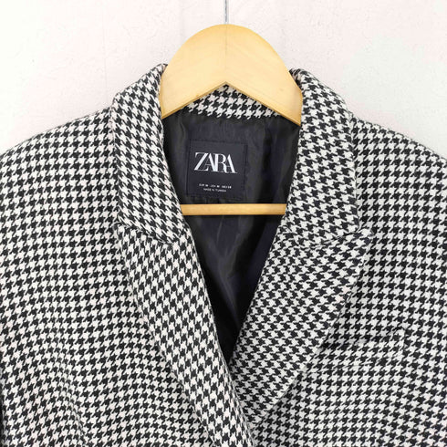 ザラ ZARA ダブルブレストブレザー クロップドハウンドトゥース ボクシーフィット ブロガー フェイブ レディース import:M