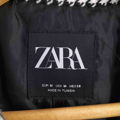 ザラ ZARA ダブルブレストブレザー クロップドハウンドトゥース ボクシーフィット ブロガー フェイブ レディース import:M