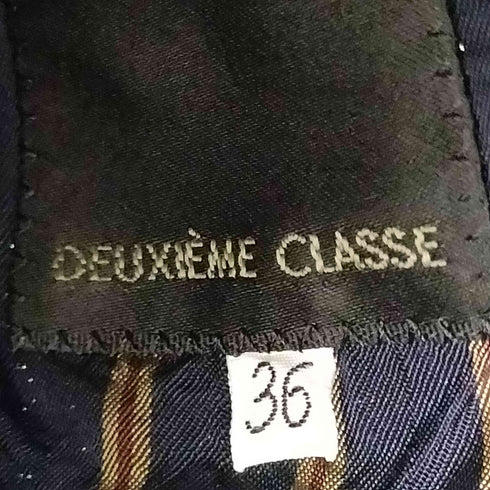ドゥーズィエムクラス DEUXIEME CLASSE 金ボタン リネン混テーラードジャケット 紺ブレ レディース 36