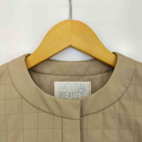ナチュラルビューティーベーシック NATURAL BEAUTY BASIC フェイクレザー ノーカラージャケット レディース JPN:38