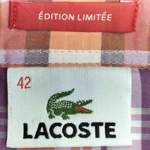ラコステ LACOSTE EDITION LIMITEE チェック シャツワンピース レディース 42