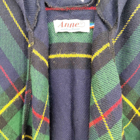 Anne フランス製 チェック フード付きポンチョ レディース