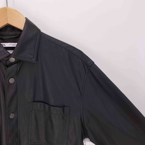 ザラ ZARA FAUX LEATHER OVERSHIRT フェイクレザー オーバー シャツ メンズ import:M