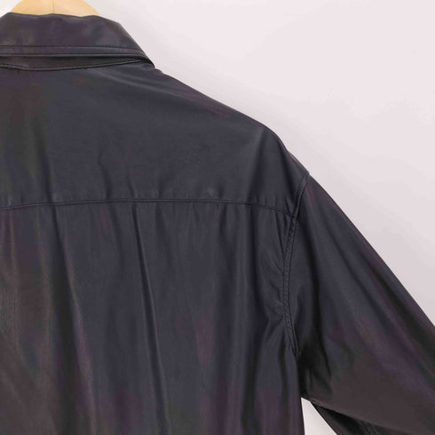 ザラ ZARA FAUX LEATHER OVERSHIRT フェイクレザー オーバー シャツ メンズ import:M