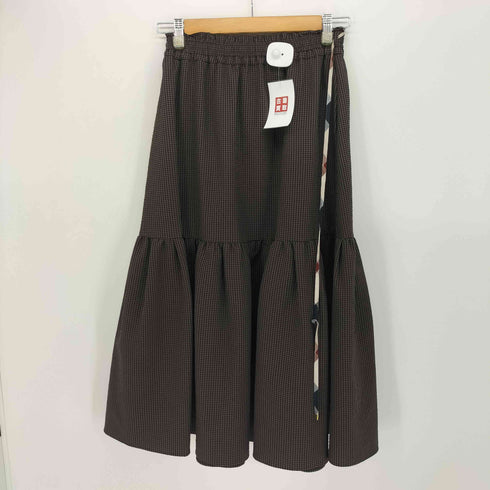 ブルーレーベルクレストブリッジ BLUE LABEL CRESTBRIDGE シアサッカー ティアード チェックスカート レディース 36