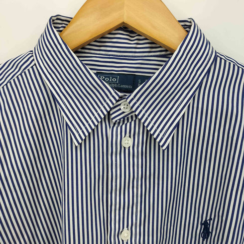 ポロバイラルフローレン Polo by RALPH LAUREN ポニー刺繍 短丈 ストライプシャツ レディース import:S