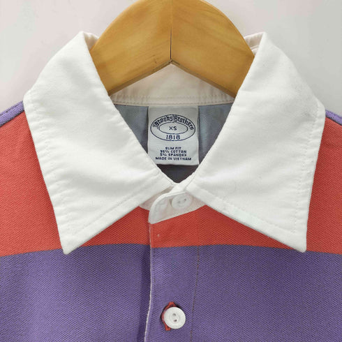 ブルックスブラザーズ BROOKS BROTHERS slim fit ボーダー柄長袖ポロシャツ ラガーシャツ メンズ JPN:XS