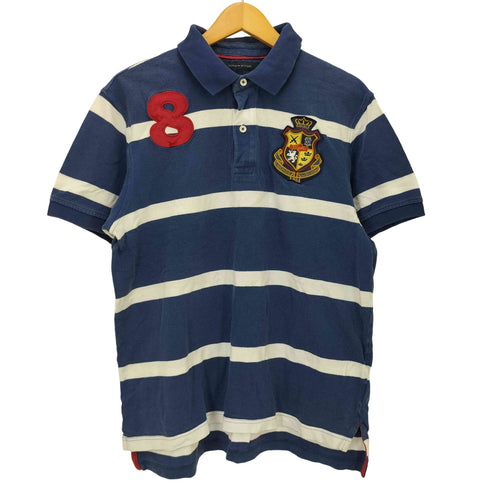 トミーヒルフィガー TOMMY HILFIGER エンブレム ロゴ ワッペン刺繍 ボーダー ポロシャツ メンズ import:M