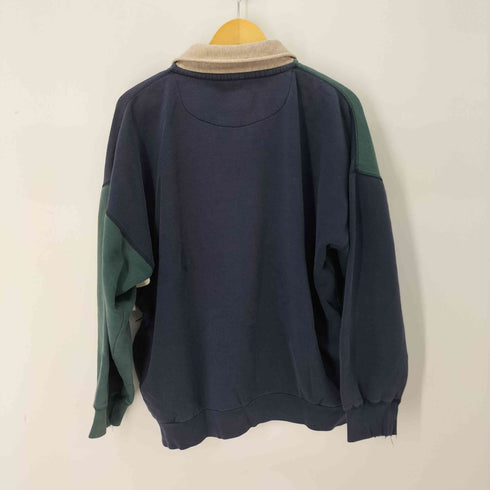 チャップスラルフローレン CHAPS RALPH LAUREN 80-90S フロントロゴ刺繍バイカラーハーフジップスウェット メンズ import:L