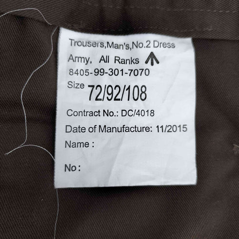 ブリティッシュアーミー BRITISH ARMY TROUSERS NO.2 DREES メンズ 72/92/108