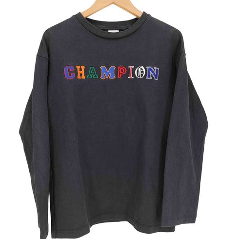 チャンピオン Champion マルチフォント ロゴ 刺繍 ロング スリーブ Tシャツ レディース M